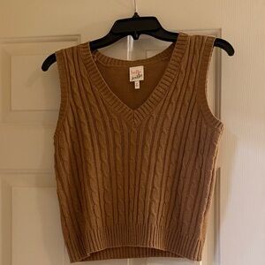 Belle Du Jour Brown Cable Knit Sleeveless Top